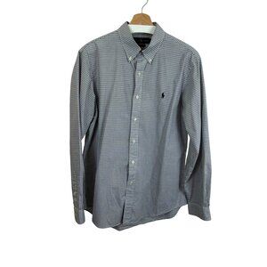 Ralph Lauren Black and White Checkered 100% Cotton Button Down Size Large